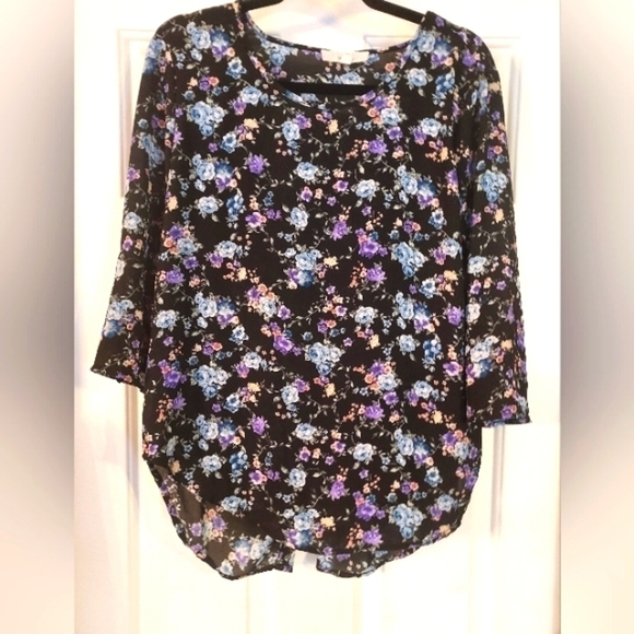 PINK Republic 3/4 Sleeve Floral Top Blouse Size L. - Picture 1 of 4